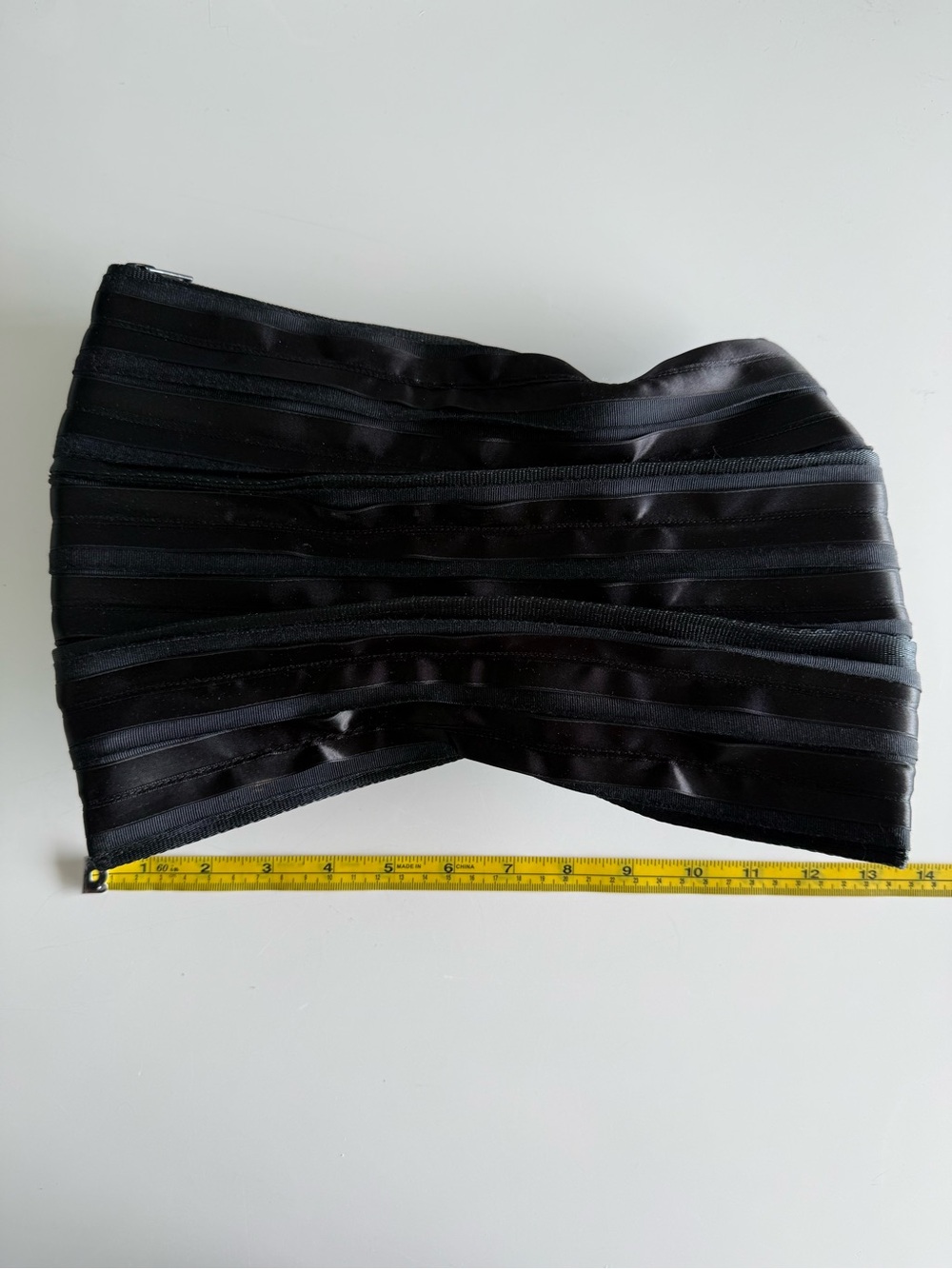Black Ribbon Clutch - Sleek Ruched Design - Picture 2 of 4